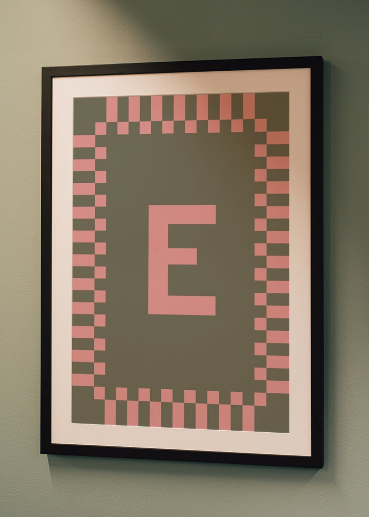 Letter E in Pink colors