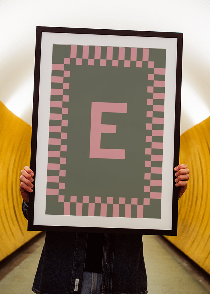Letter E in Pink colors