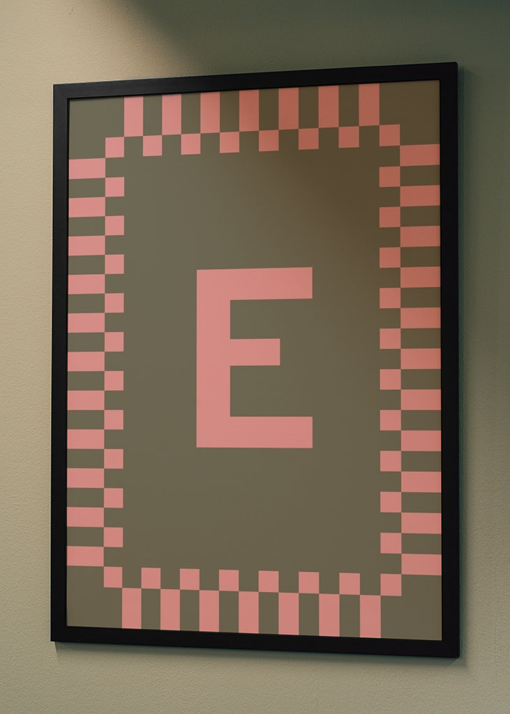 Letter E in Pink colors