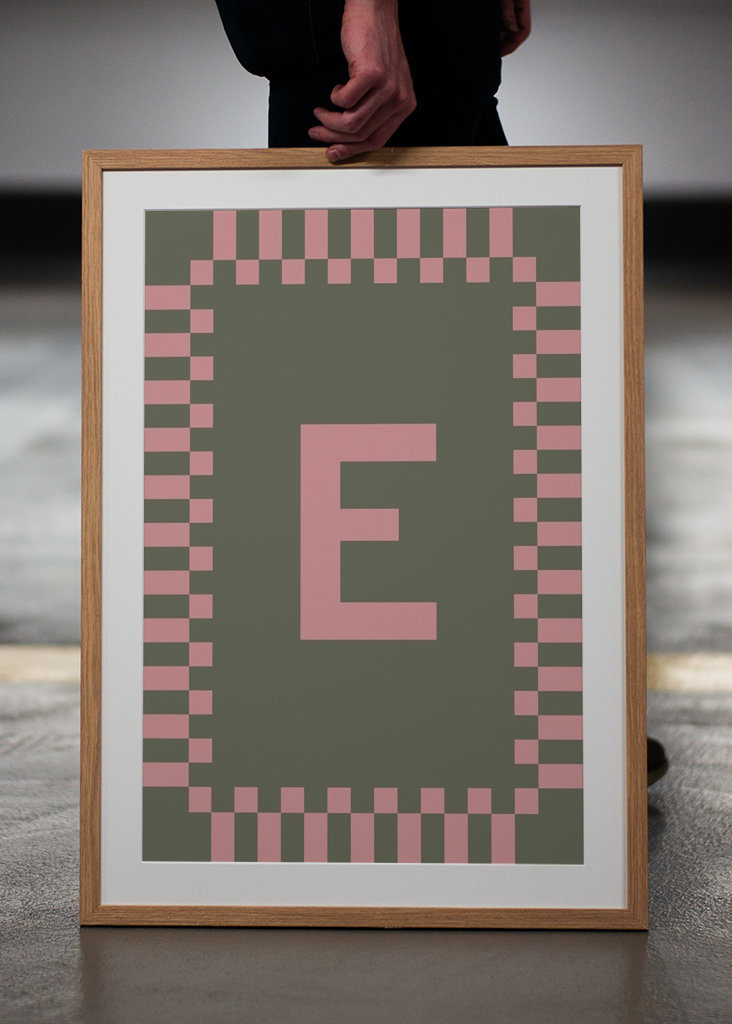 Letter E in Pink colors