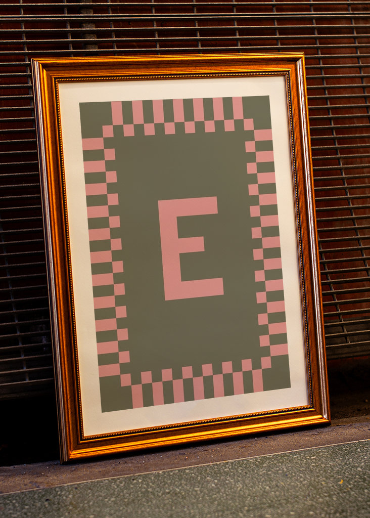 Letter E in Pink colors