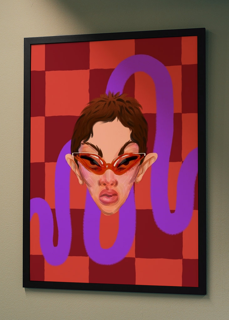 Retro-Porträt einer Frau mit Brille