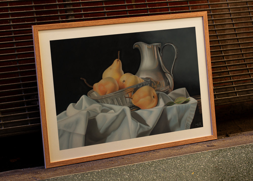 Gruszki i srebrny dzbanek