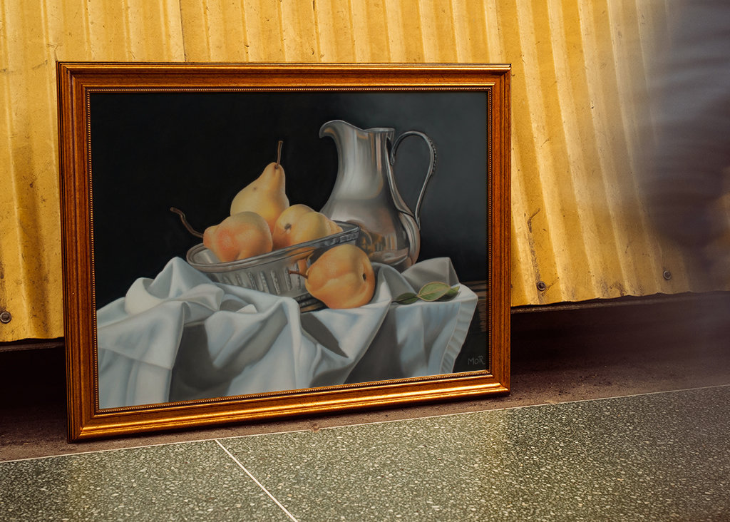 Gruszki i srebrny dzbanek