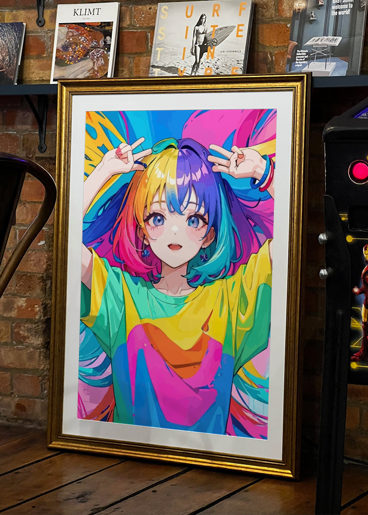Anime Cute Girl Rainbow