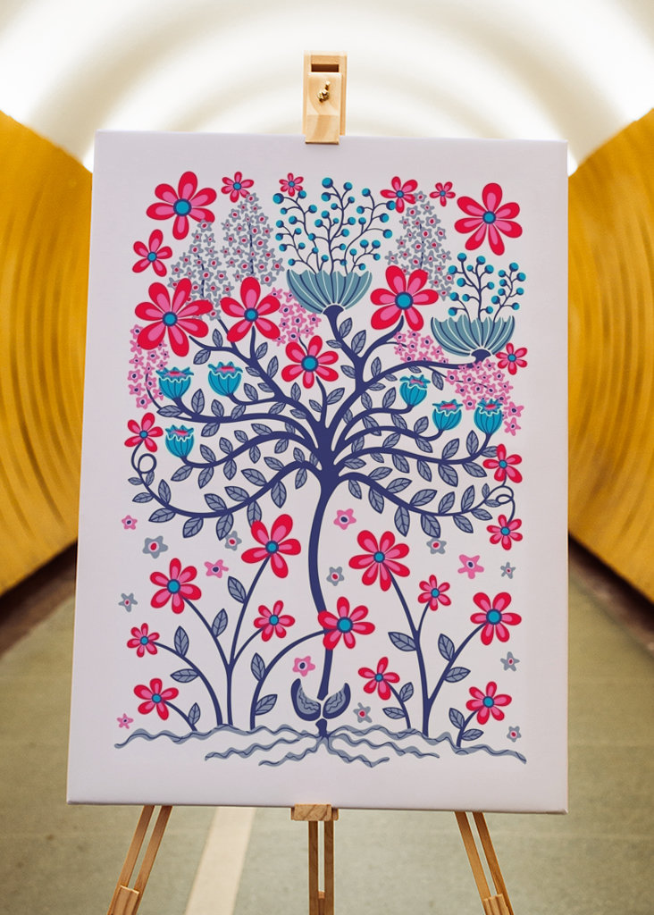 FLOWER BURST Retro Mod Lila