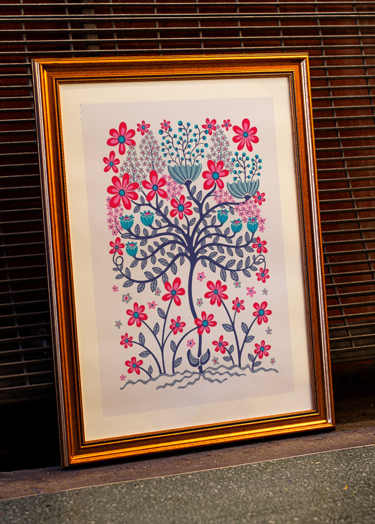 FLOWER BURST Retro Mod Lila