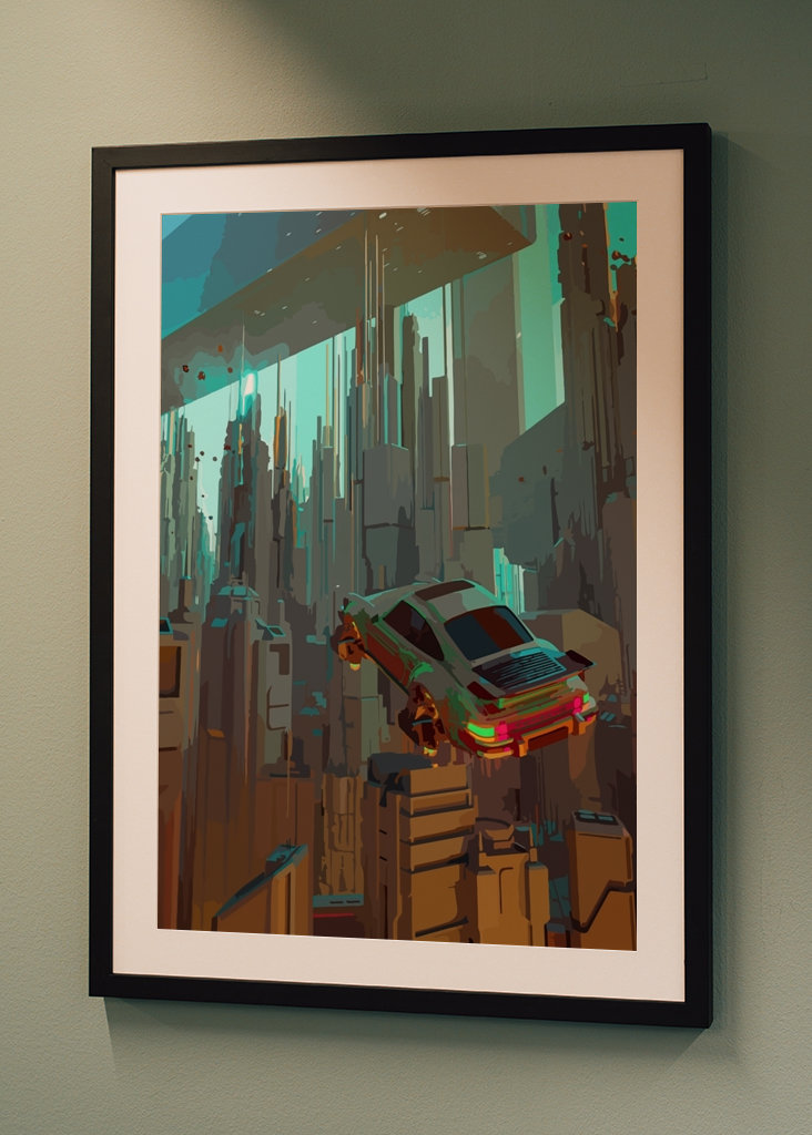 Ville de voitures cyberpunk