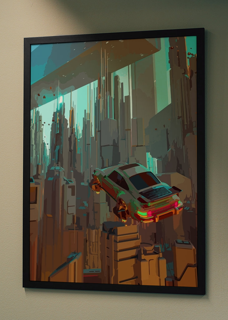 Ville de voitures cyberpunk