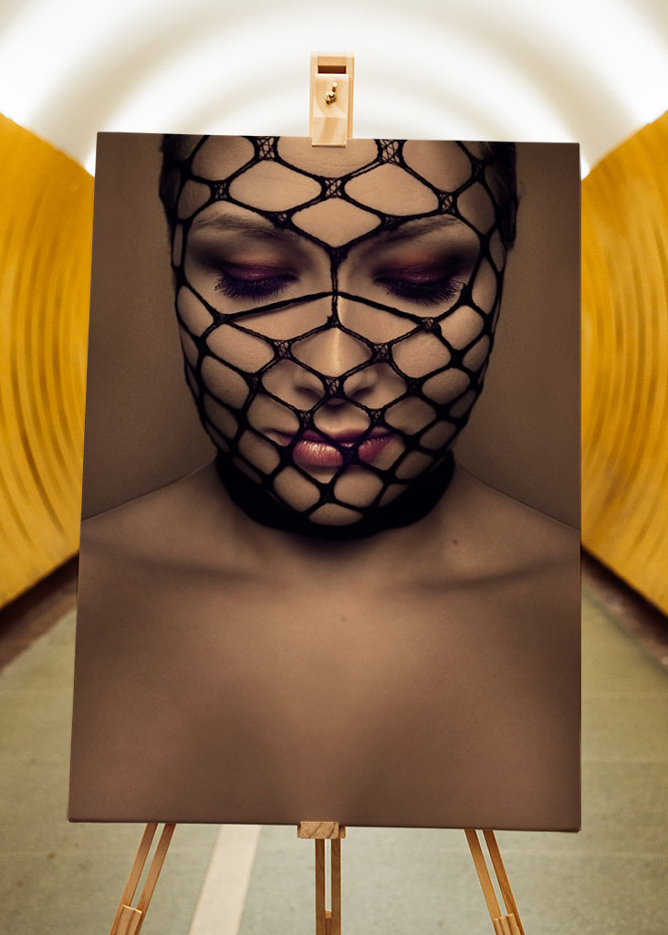 Mystisk kvinna i nät