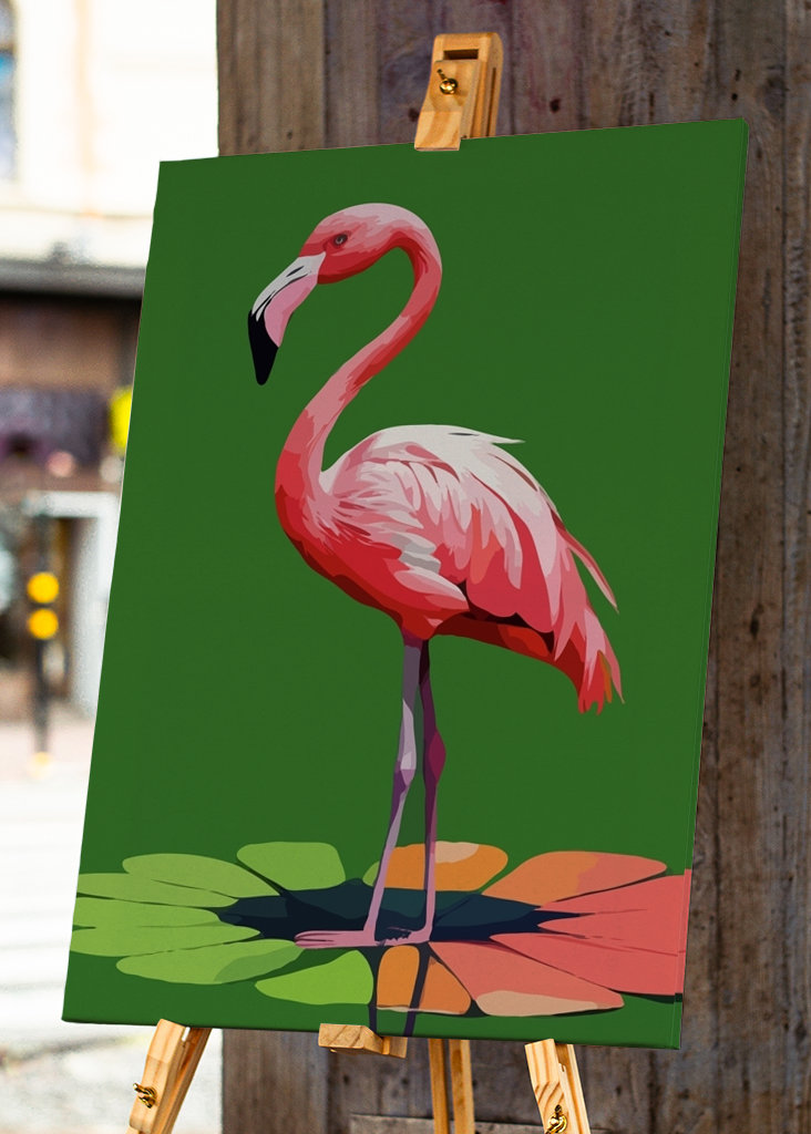 Fenicottero su foglia di loto