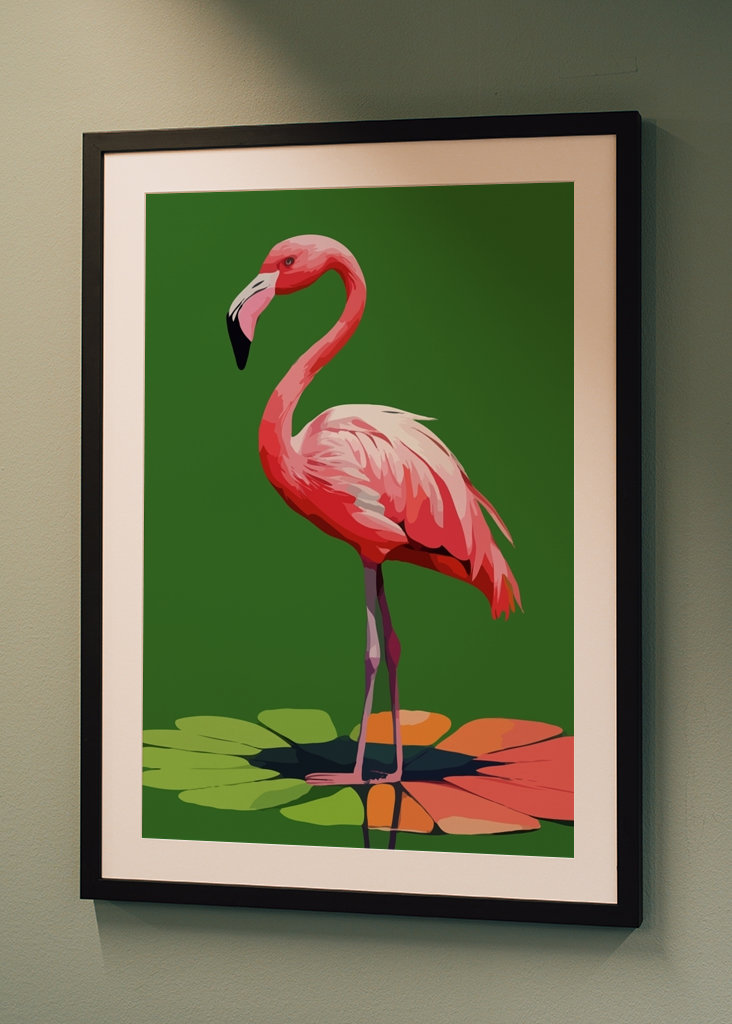 Fenicottero su foglia di loto