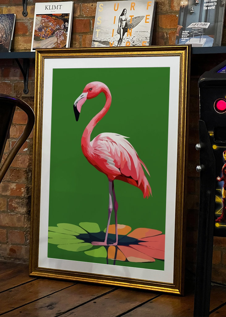 Fenicottero su foglia di loto