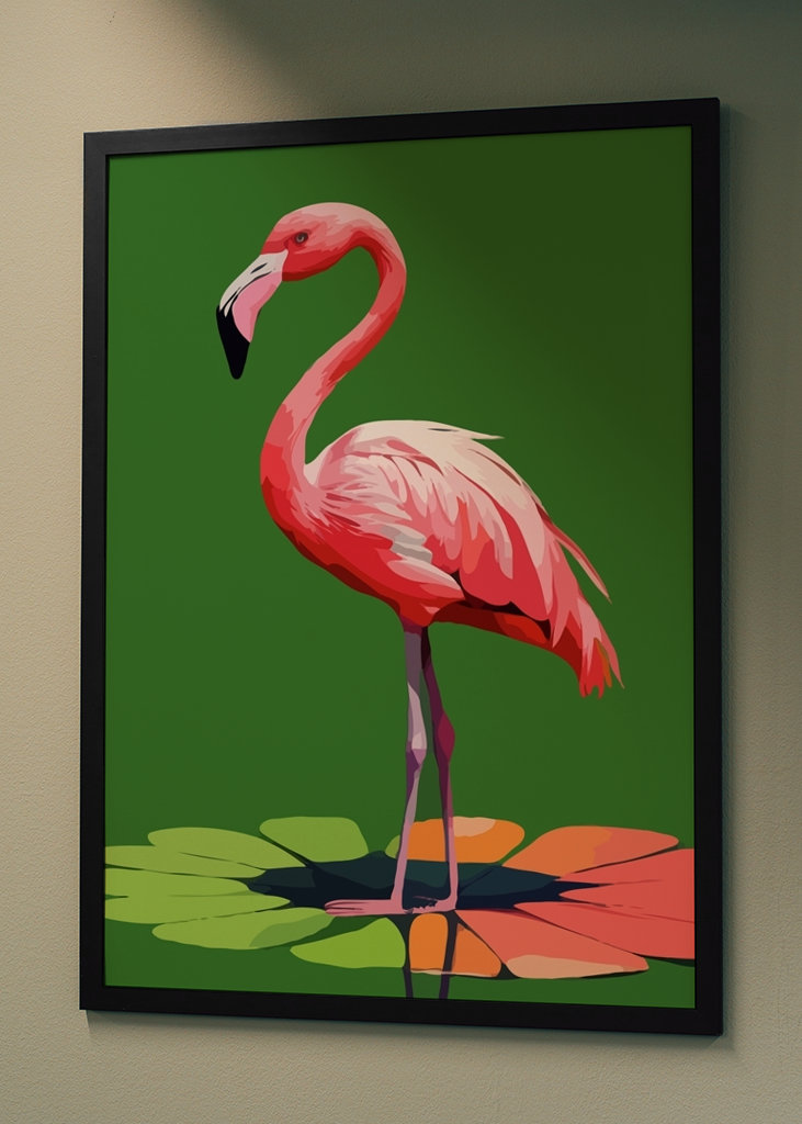 Fenicottero su foglia di loto