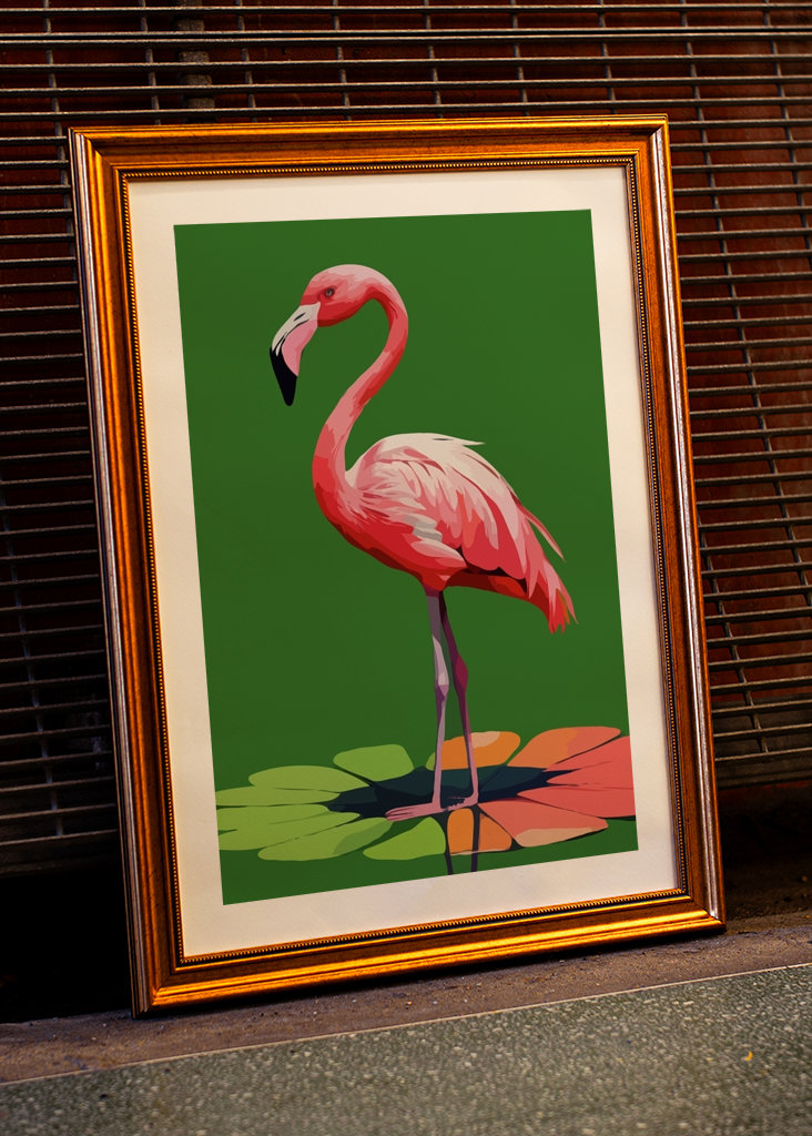 Fenicottero su foglia di loto