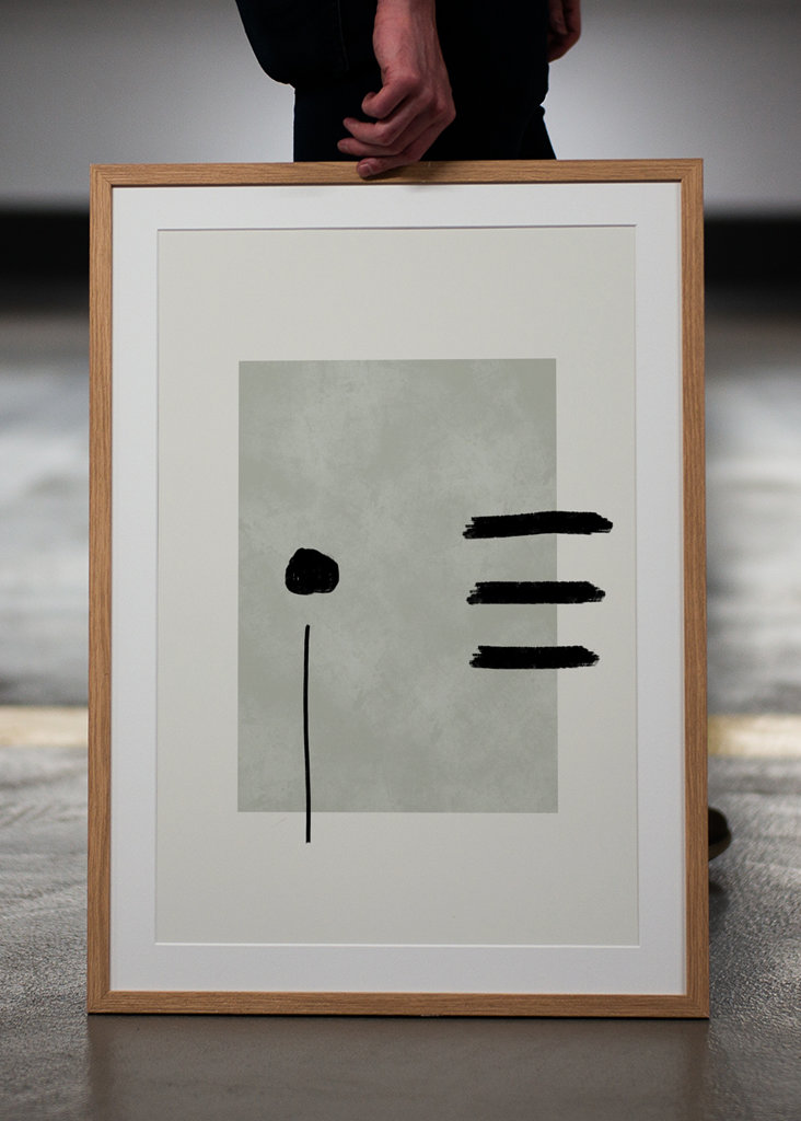 Œuvre d’art abstraite vert sauge