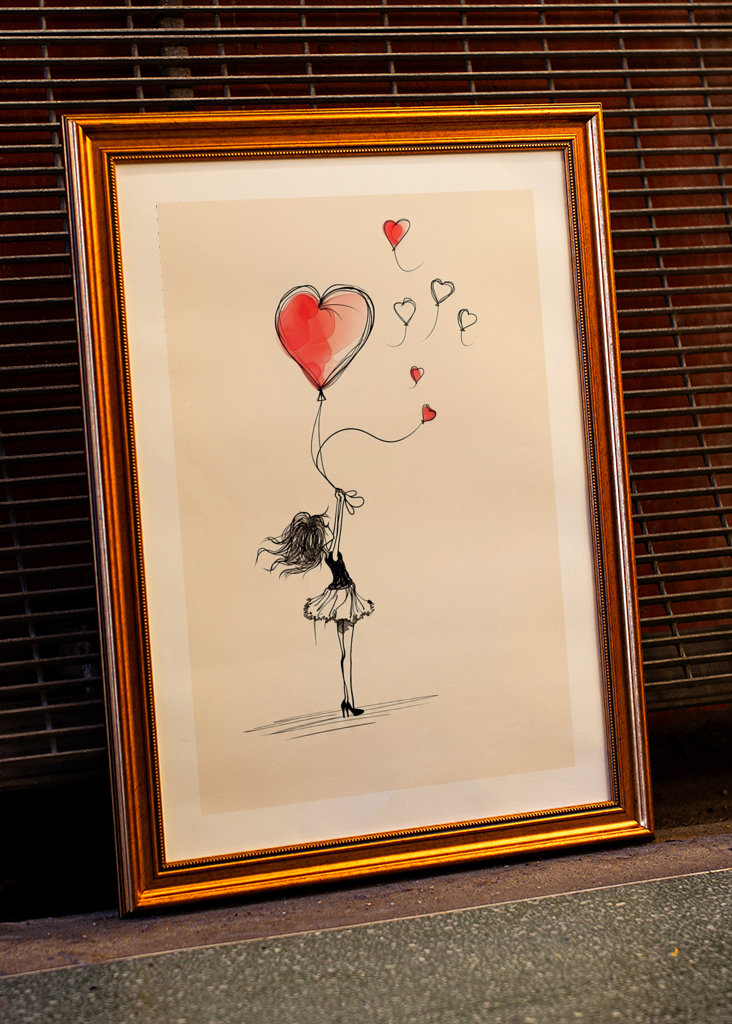 Balónek Dívka se srdcem V