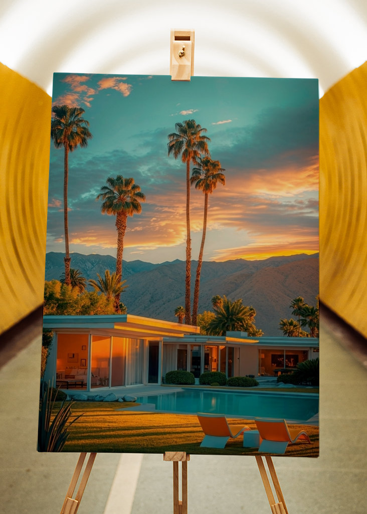 Coucher de soleil doré à Palm Springs