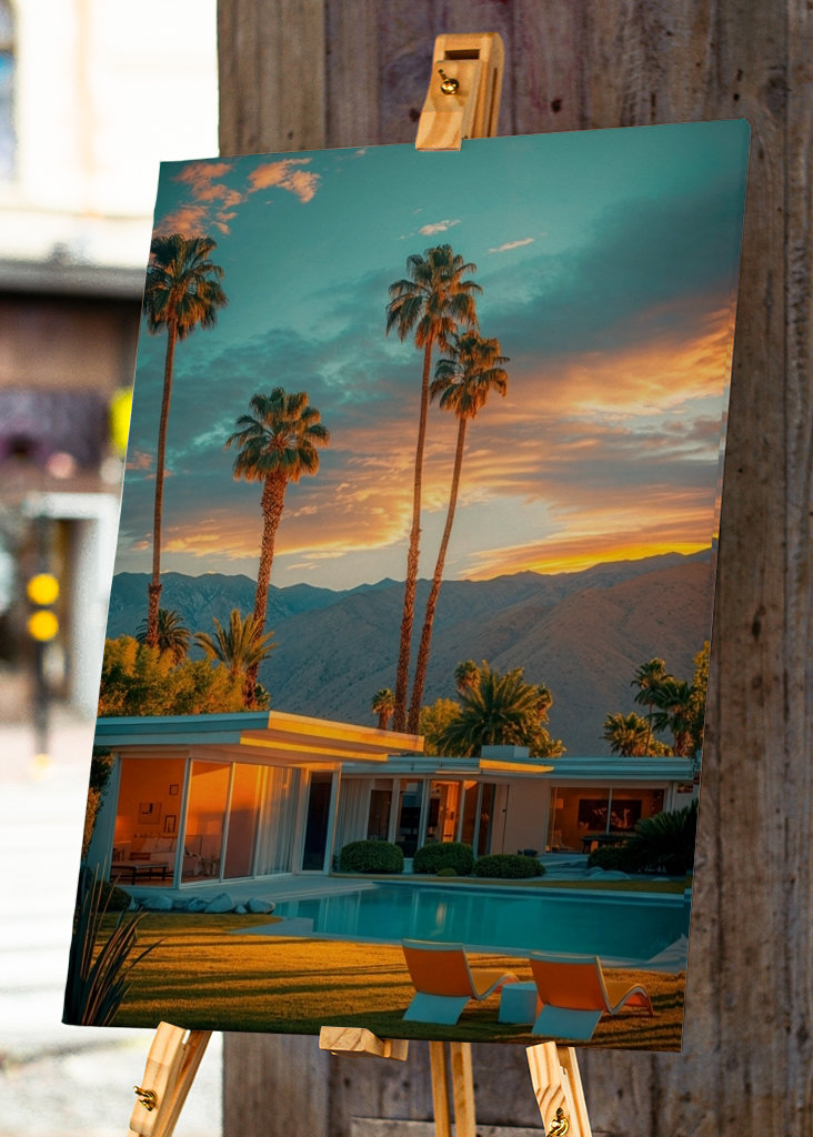 Coucher de soleil doré à Palm Springs