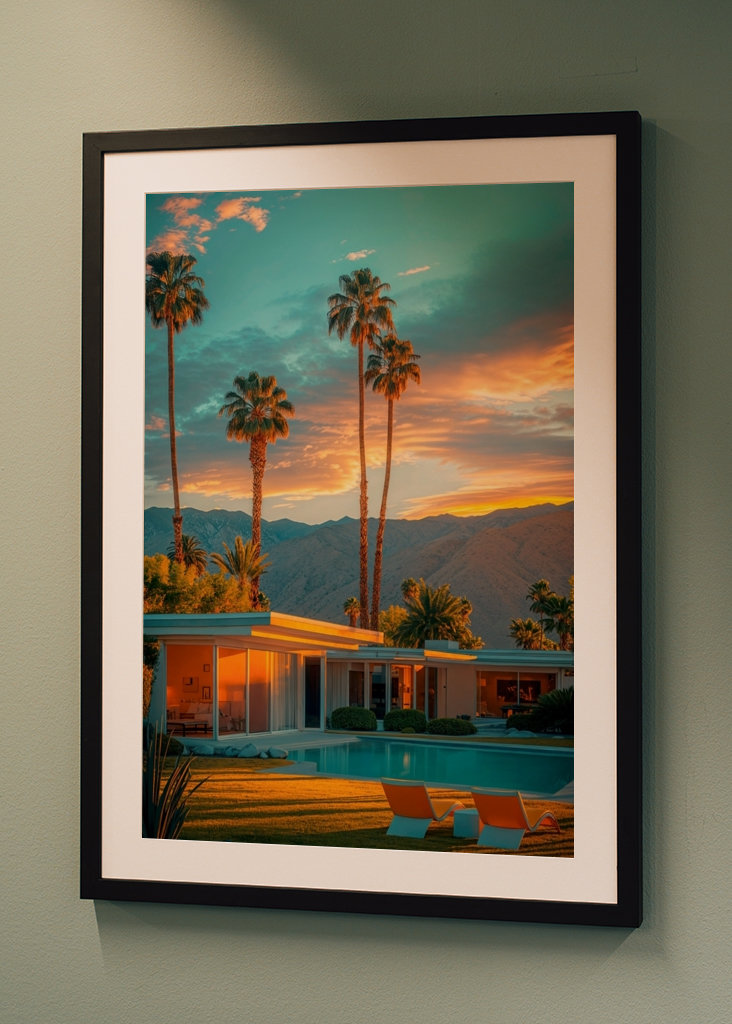 Coucher de soleil doré à Palm Springs