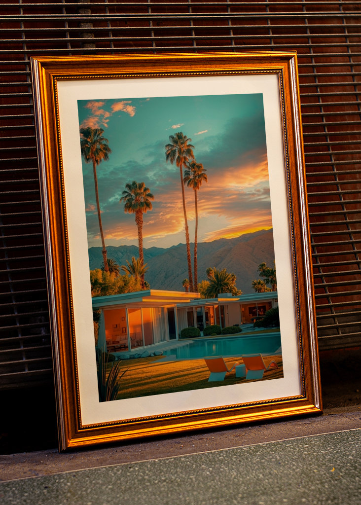 Coucher de soleil doré à Palm Springs