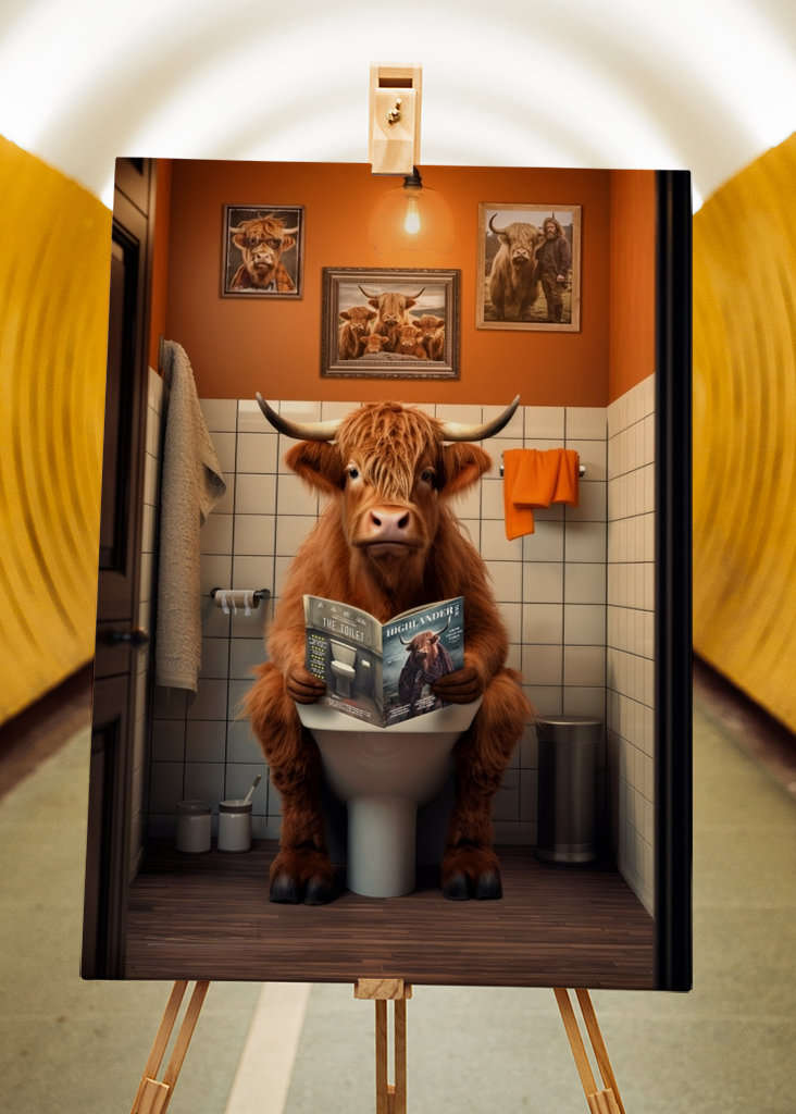 Highland Cow på toaletten