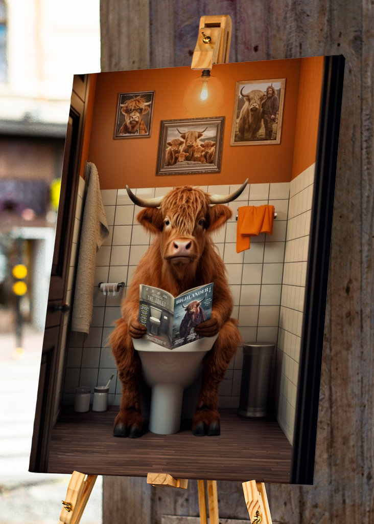 Highland Cow på toaletten