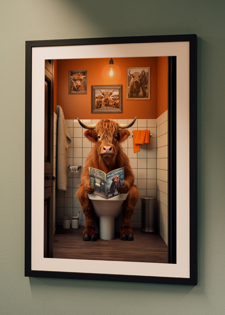Highland Cow på toaletten
