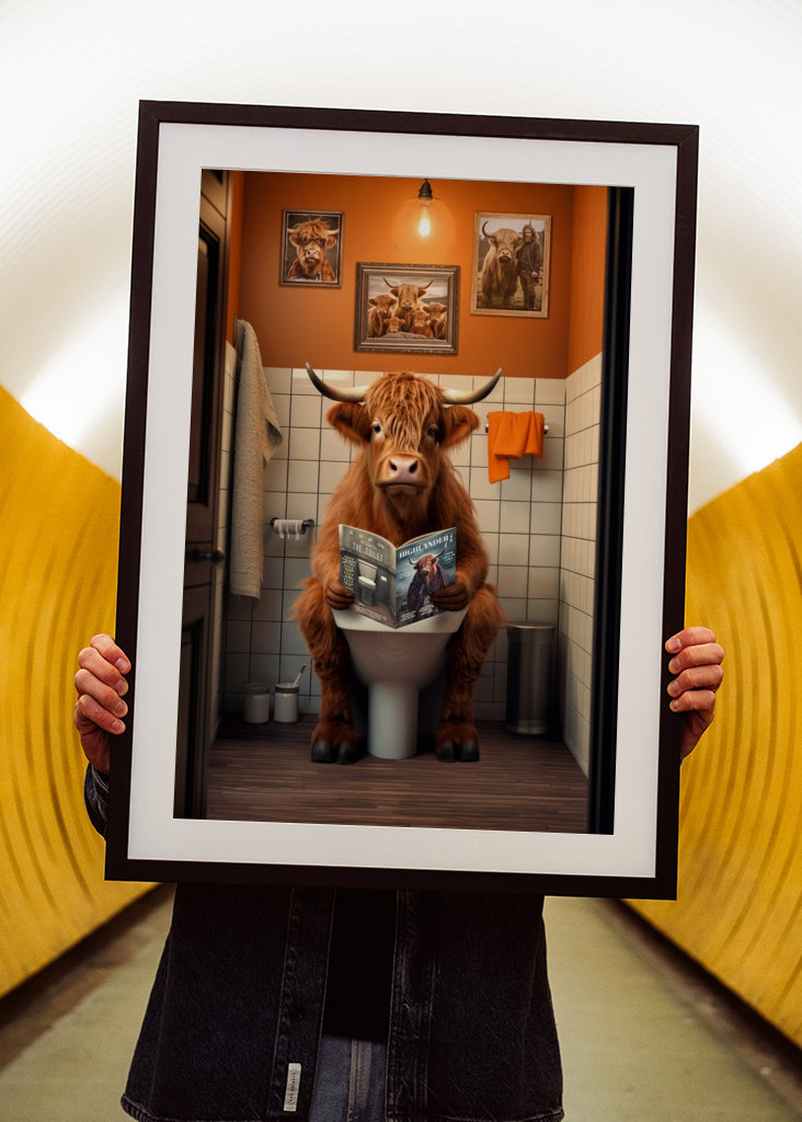 Highland Cow på toaletten