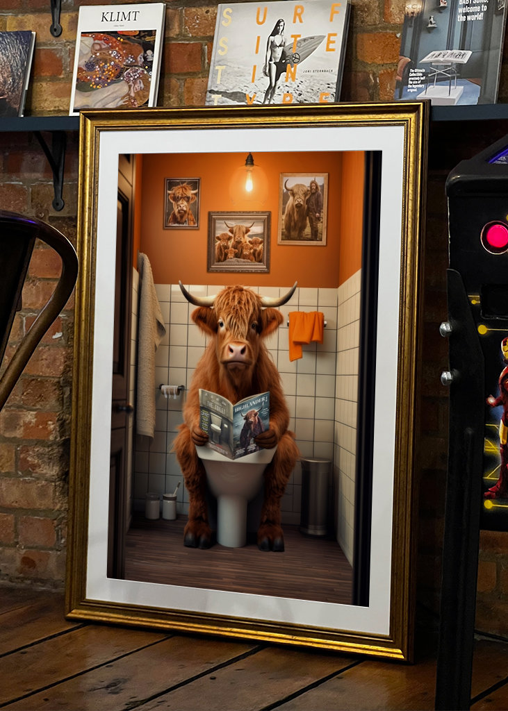Highland Cow på toaletten