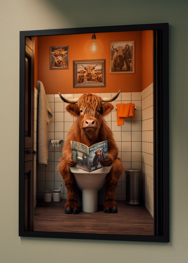 Highland Cow på toaletten