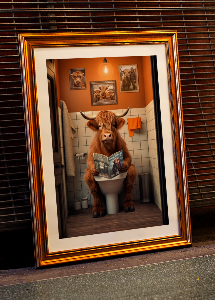 Highland Cow på toaletten
