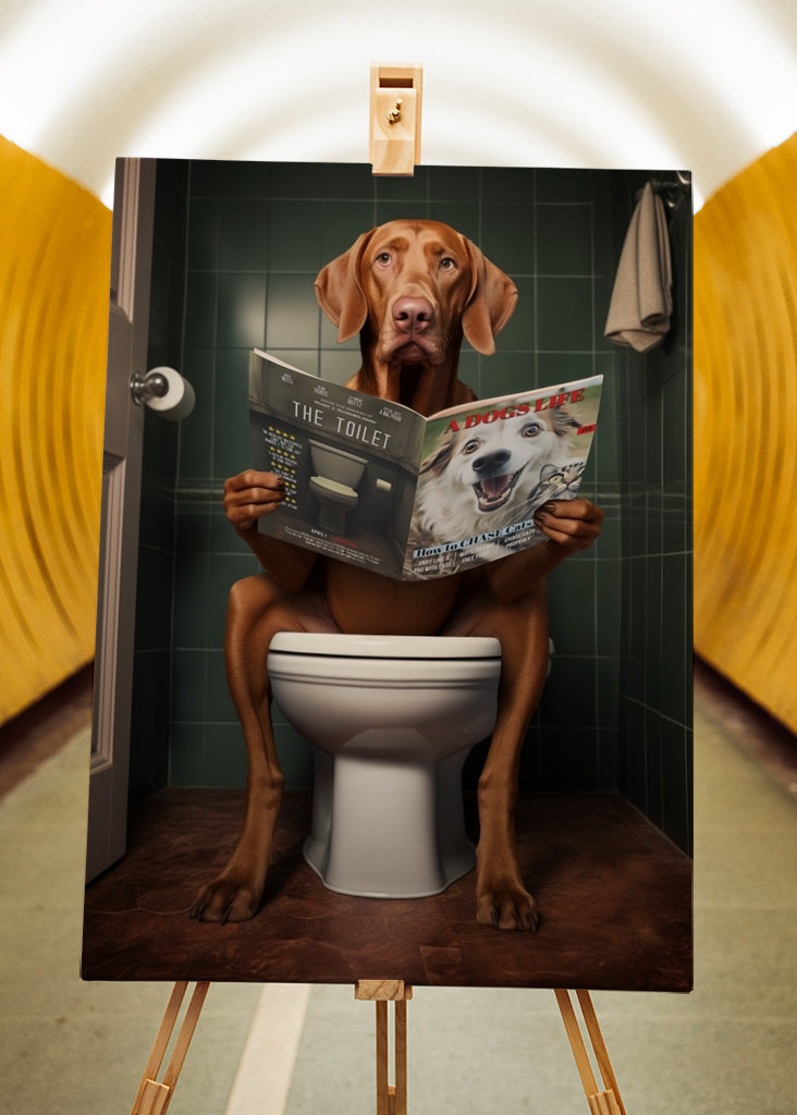 Ungarsk vizsla på toalettet