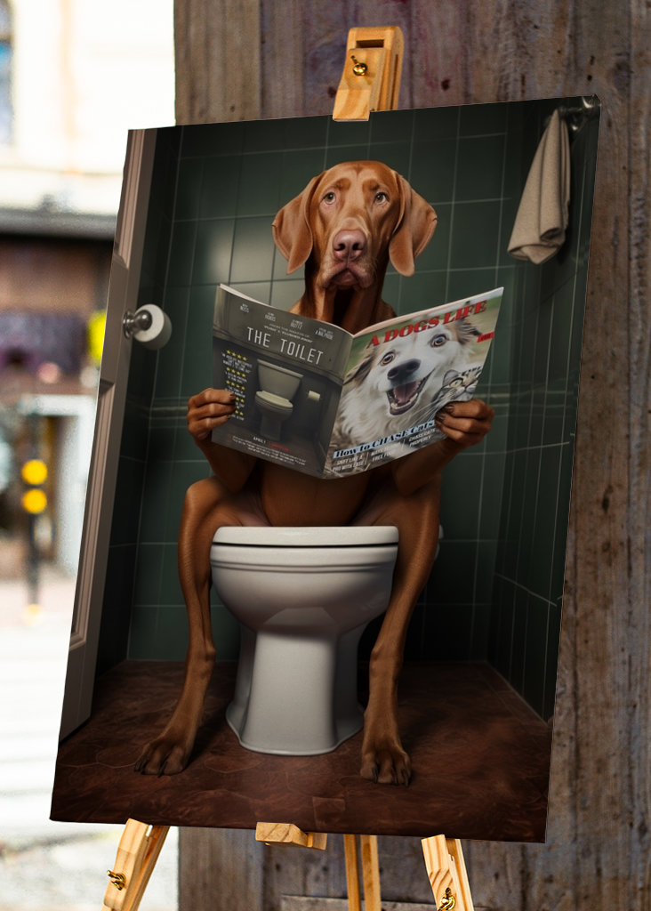 Ungarsk vizsla på toalettet