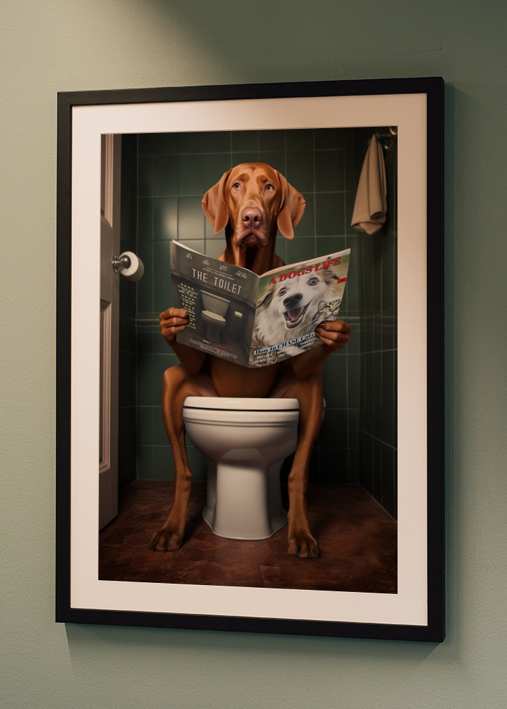 Ungarsk vizsla på toalettet