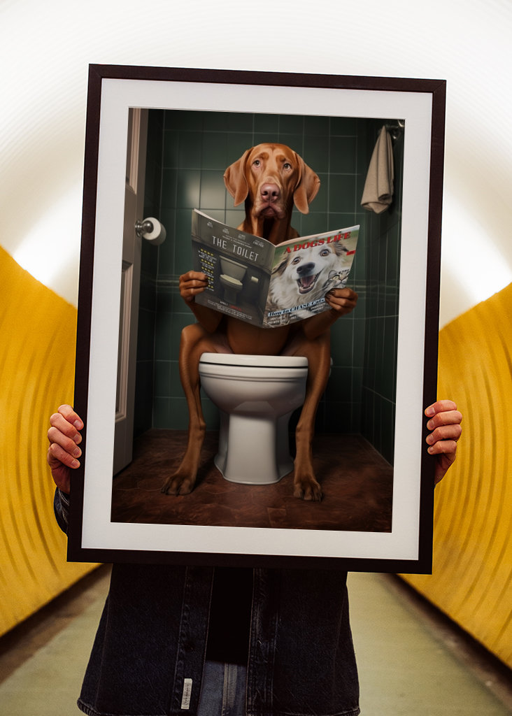 Ungarsk vizsla på toalettet