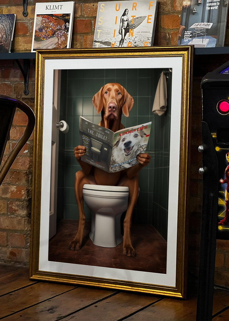 Ungarsk vizsla på toalettet