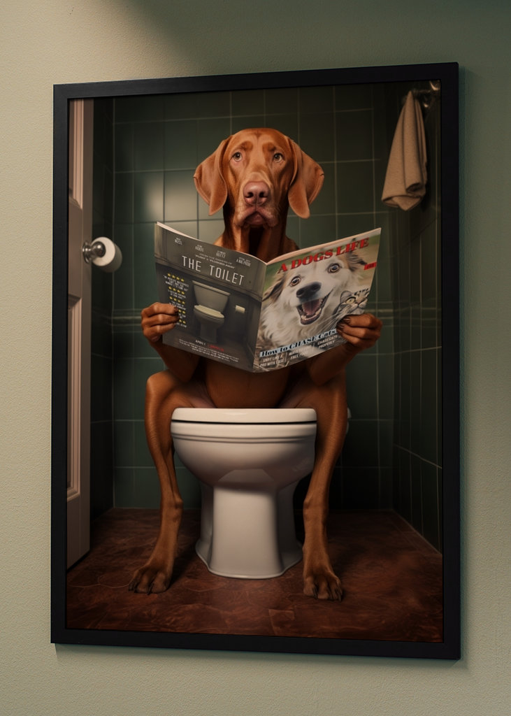 Ungarsk vizsla på toalettet