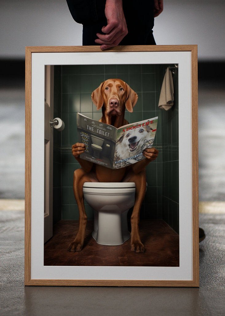 Ungarsk vizsla på toalettet