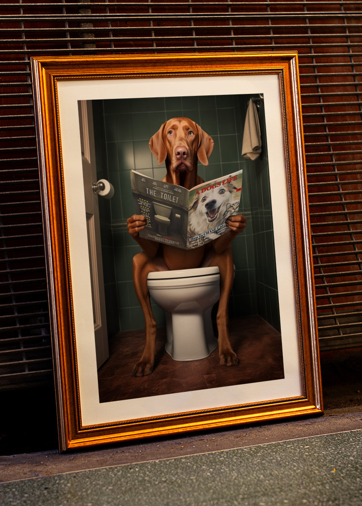 Ungarsk vizsla på toalettet