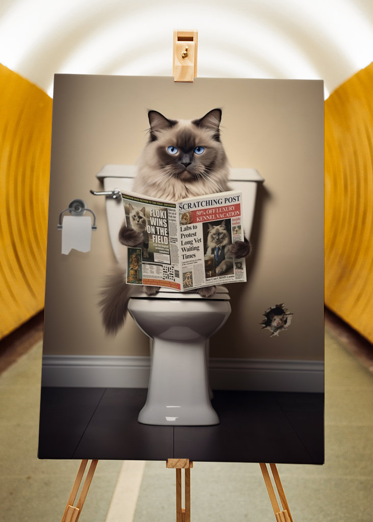 Ragdoll Cat on the Toilet