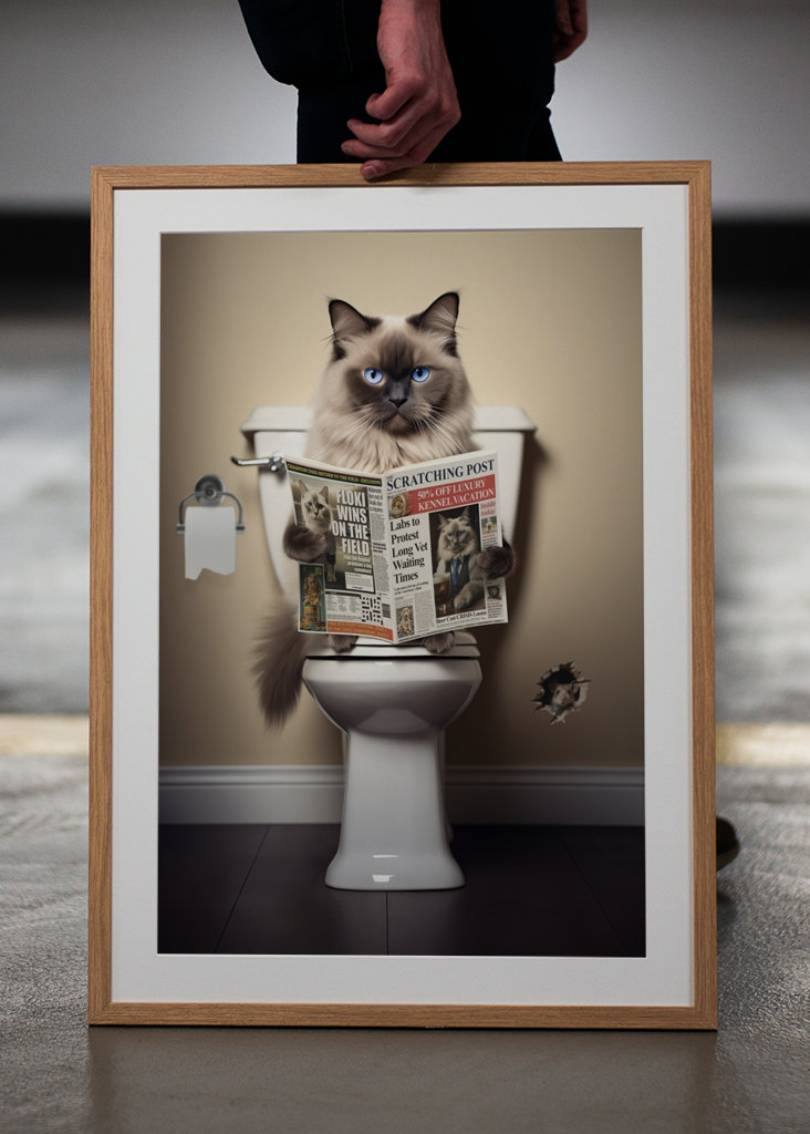 Ragdoll Cat on the Toilet