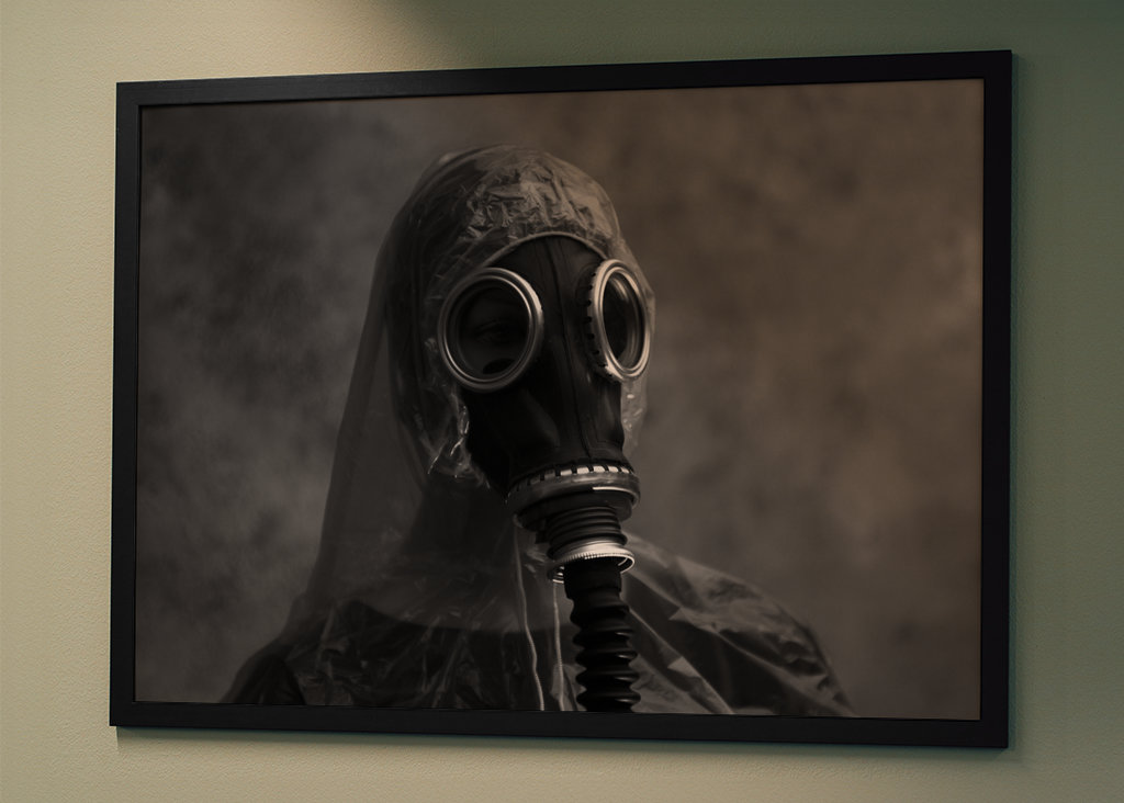 Woman with gas mask