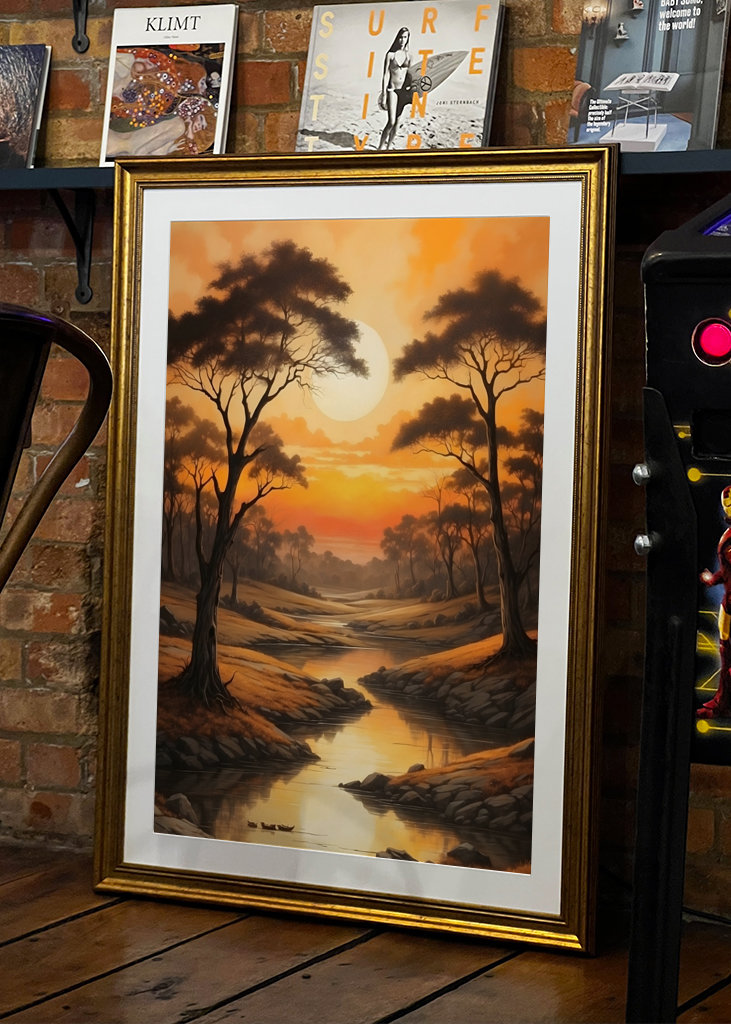 Landschap met bomen + rivier