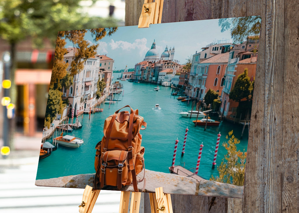 Ruskea reppu sillalla