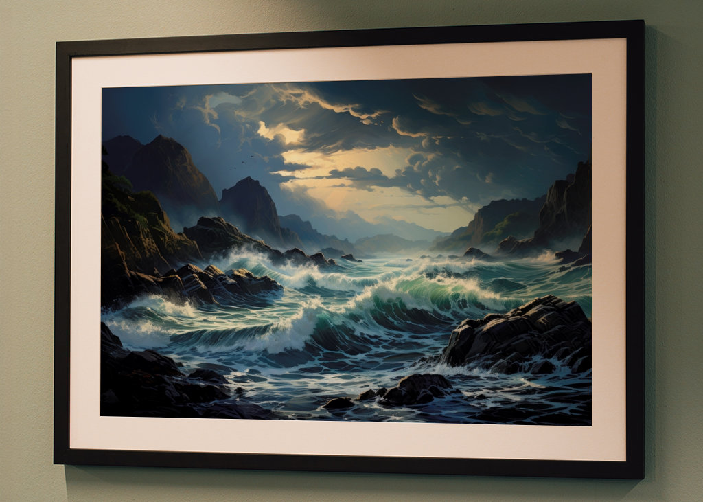 Fale rozbijające się o skały