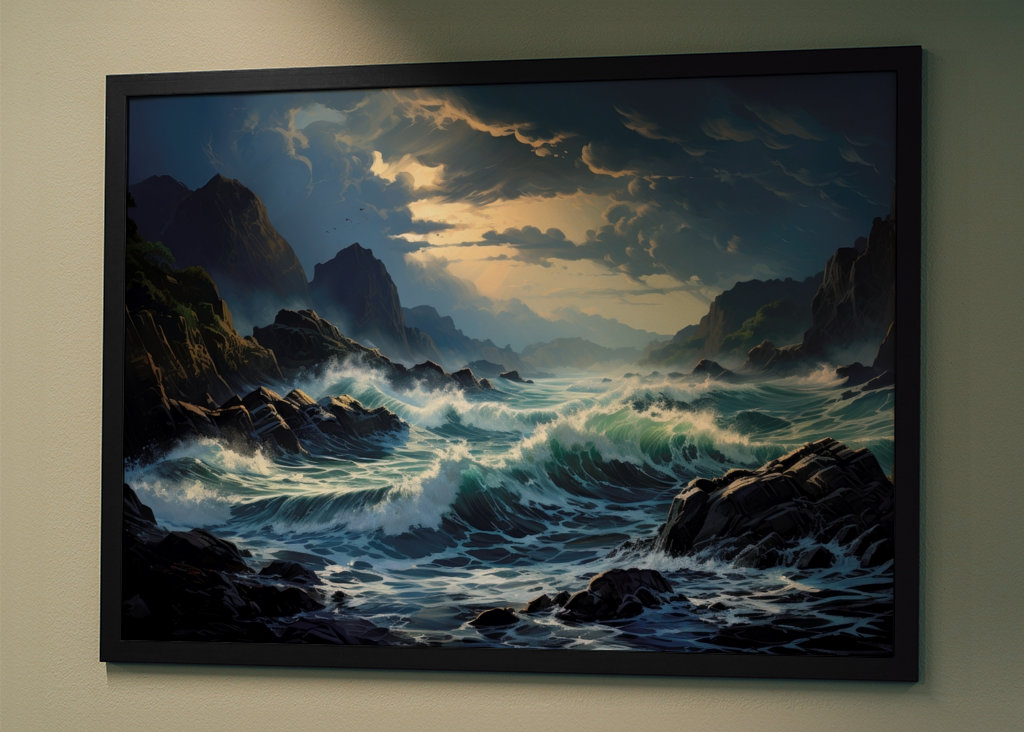 Fale rozbijające się o skały