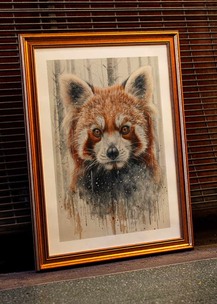 Panda roux Aquarelle Snow Gaze