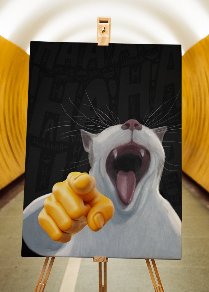 Laughing Pointing Cat Meme