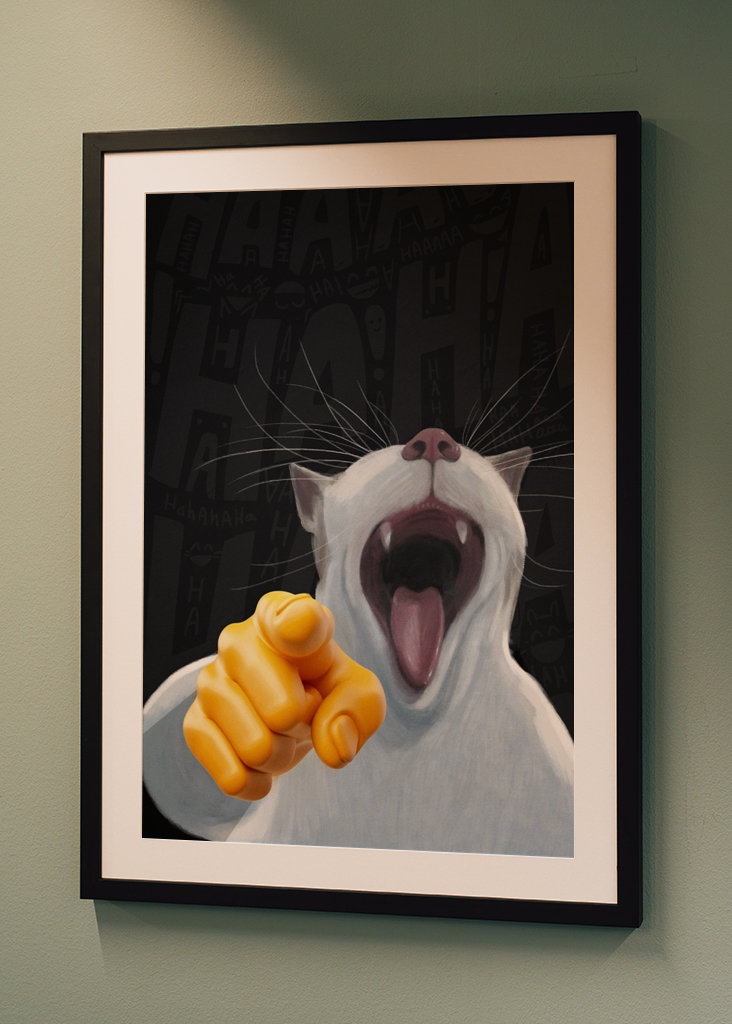 Laughing Pointing Cat Meme